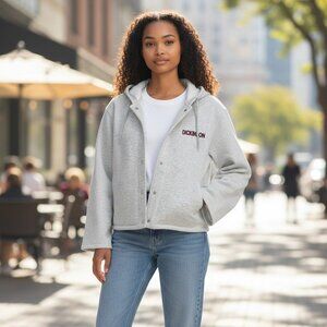 Vintage‎ CHAMPION Women's DICKINSON COLLEGE Crop Hooded Sweatshirt | Size L